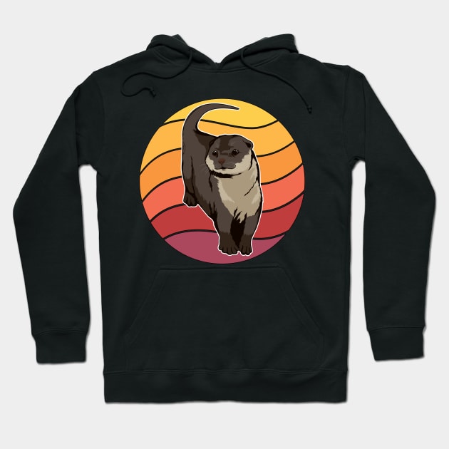 Sea Otter Retro Sunset Otter Hoodie by TheTeeBee